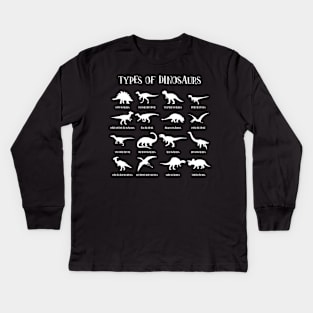 Types of Dinosaurs' Teaching Dinosaurs Kids Long Sleeve T-Shirt